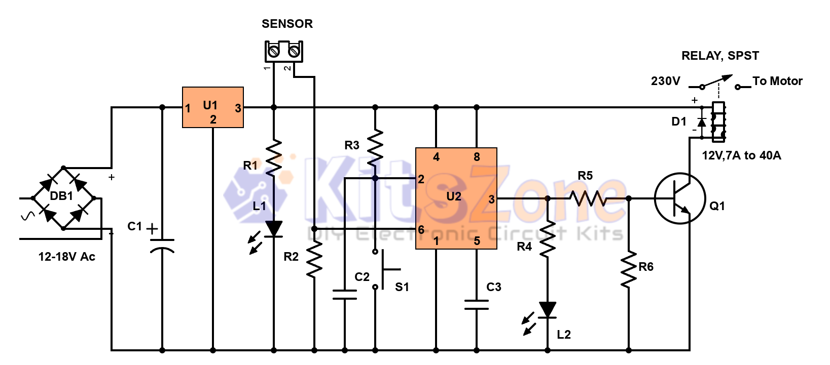 Semi-Automatic Water Level Controller Circuit Using 555 Timer